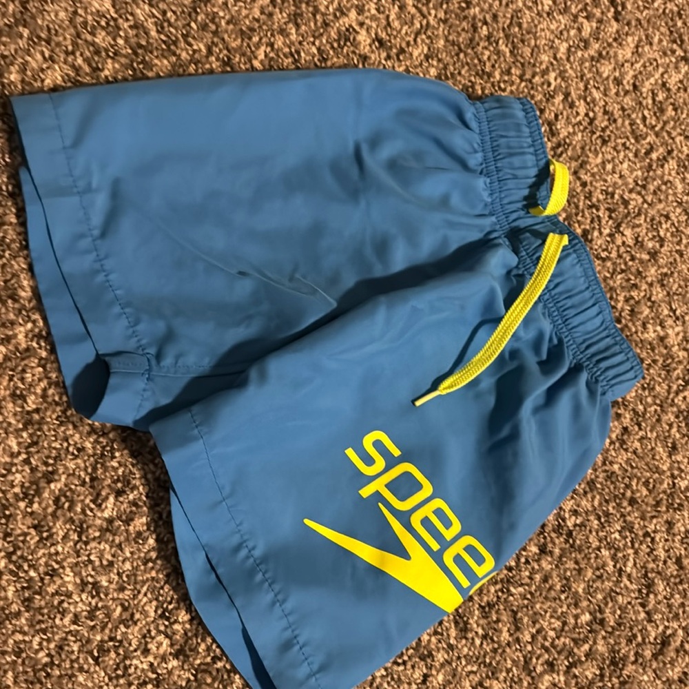 Boys XS Speedo Swim Trunks blue and neon yellow